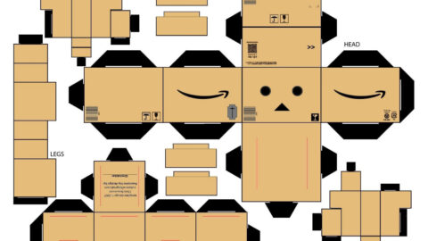 Amazon Cardboard box character papercraft template