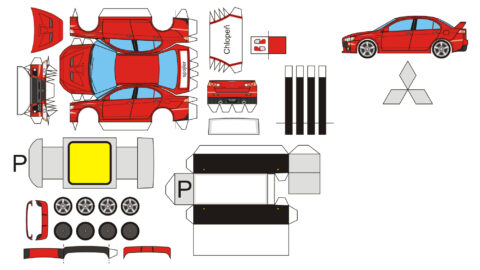 Mitsubishi Lancer Evolution X papercraft template