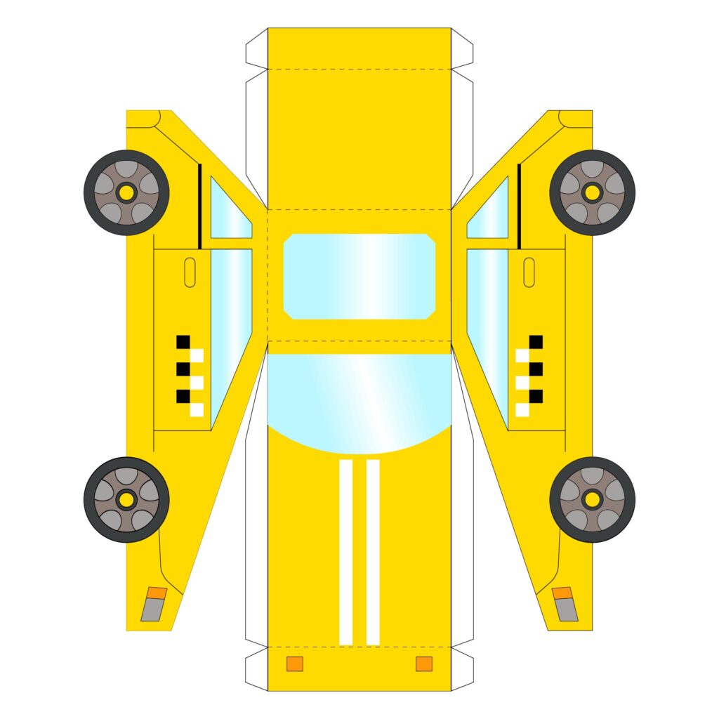 Printable Hatchback taxi Papercraft Template for cut out