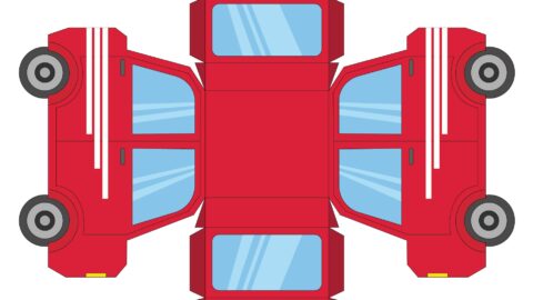 Small red car papercraft template